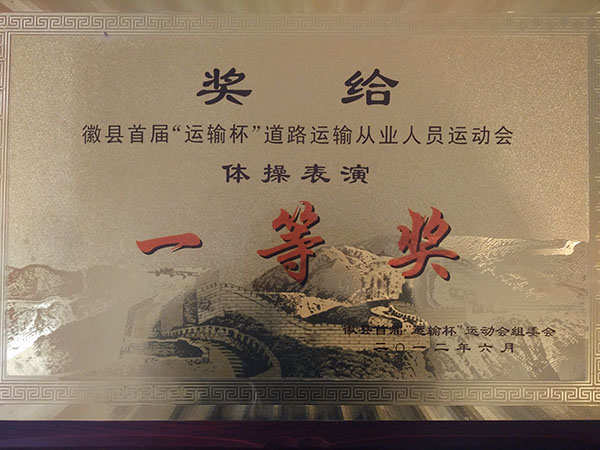 徽縣“運(yùn)輸杯”運(yùn)動(dòng)會體操表演一等獎(jiǎng)
